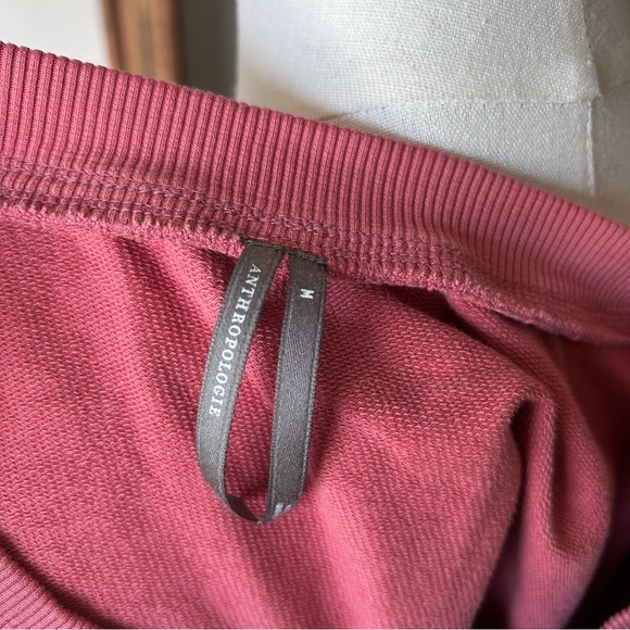 Anthropologie Fern and Floral Appliqué Embroidered Pink Crewneck Sweatshirt M - Picture 8 of 10